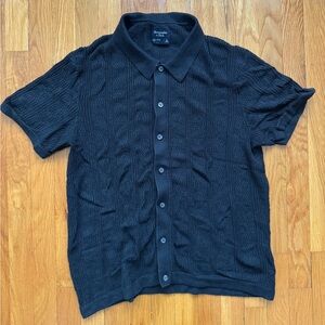 Abercrombie & Fitch A&F Men’s Black Casual Button Down Shirt M knit short sleeve